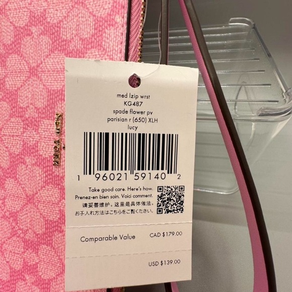NWT Kate Spade New York Lucy Spade Flower Medium L-Zip Wristlet (Retail $179) - Picture 7 of 8